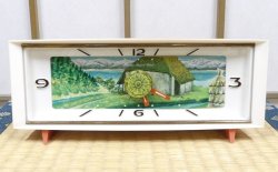 画像1: リズム時計・昭和４０年代オルゴール付き置き時計【白鳥の湖】水車が回ります。