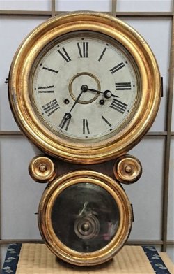 画像1: イングラハム・金箔本ダルマ【時報音が聞けます】・八日まき掛時計・明治時代の逸品