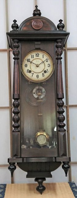 画像1: 高野時計・スリゲル型長尺・擬宝珠もついています。明治時代・八日巻掛