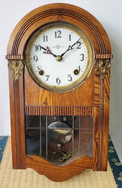 画像1: 頭半丸型・昭和初期の八日まき掛時計（メーカー不明）うずまきボンボン