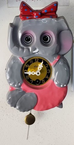 画像1: ミケン【御研機器】象さん・目が動く面白時計昭和40年頃の機械式１日巻き