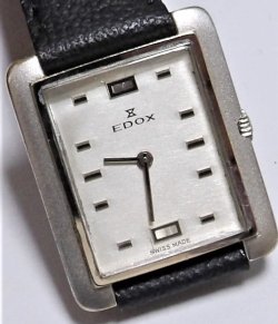 画像1: エドックス・スイス製紳士手巻き・角型・変わり文字板・１９７０年代