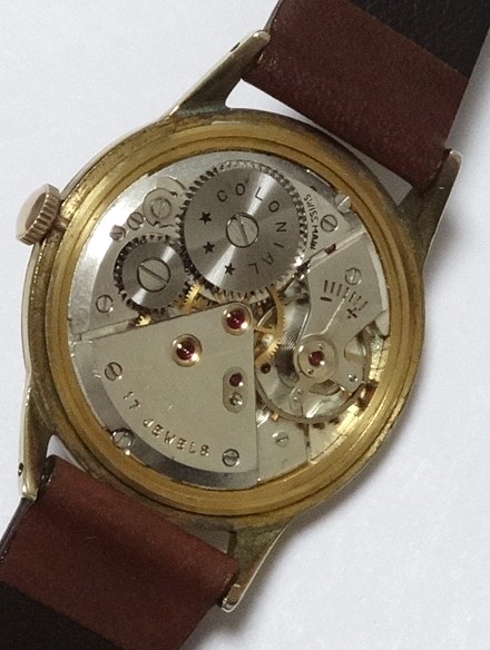 スイス製紳士手巻・Colonial・昭和30年代・飛び数字インデックス - アンティーク時計専門店 時計屋なかの
