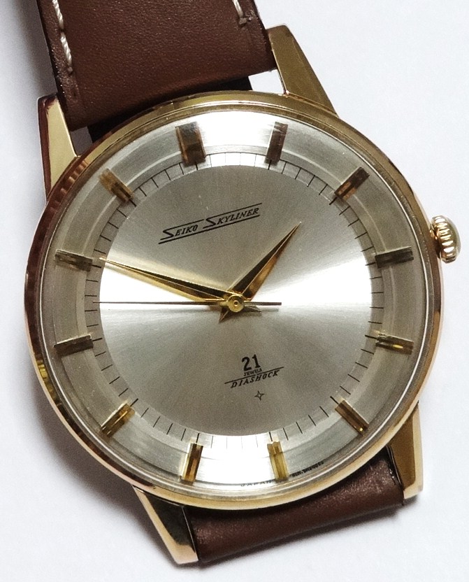 セイコー・スカイライナー・昭和30年代紳士手巻・やや大型・変わり文字板 - アンティーク時計専門店 時計屋なかの