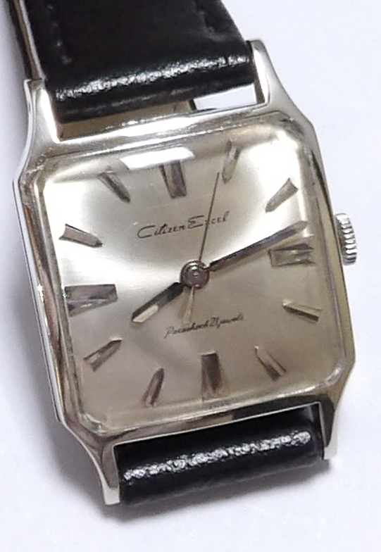 シチズン・エクセル・昭和30年代紳士角型手巻き【男女兼用ムーブの時計】希少品 - アンティーク時計専門店 時計屋なかの