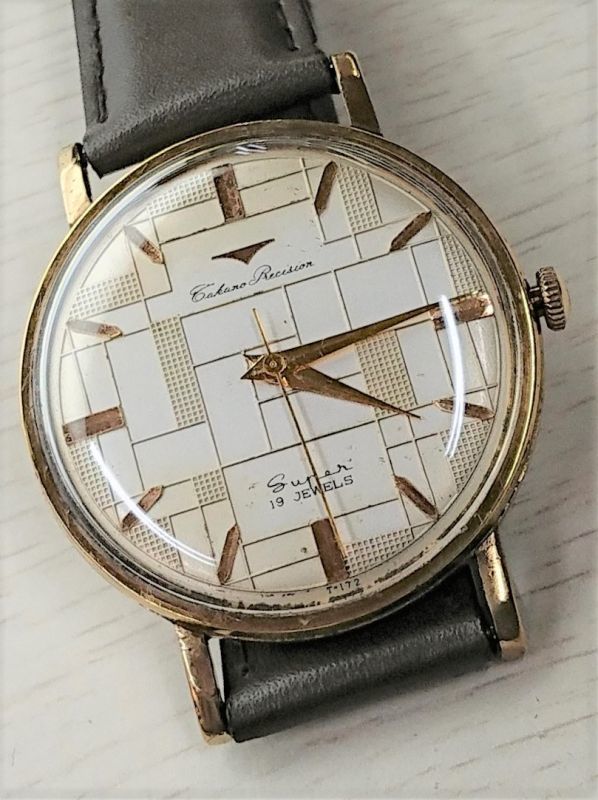 タカノ・スーパー・幻の時計と言われる昭和30年代紳士手巻・モザイク柄の変わり文字板 - アンティーク時計専門店 時計屋なかの