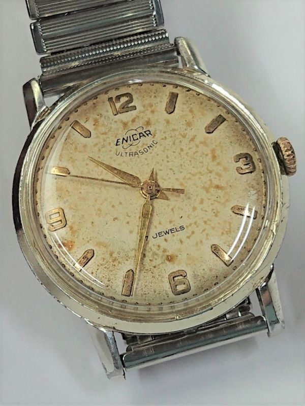 土星のマークの、エニカ【スイス】ウルトラソニック1950年代から60年代・紳士手巻き - アンティーク時計専門店 時計屋なかの