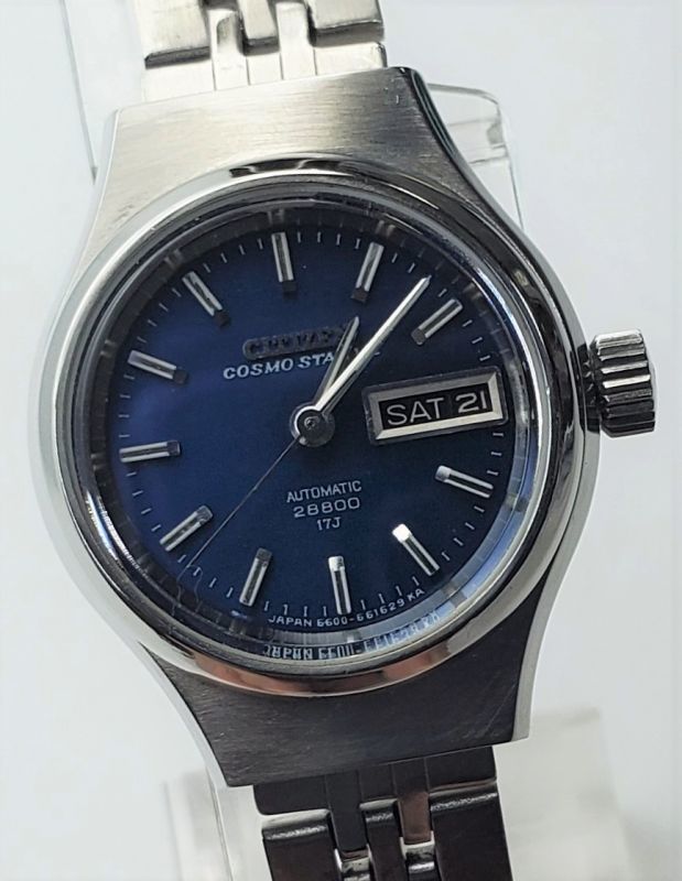 シチズンコスモスターV2・昭和40年代婦人用自動巻き・濃い青文字板 - アンティーク時計専門店 時計屋なかの