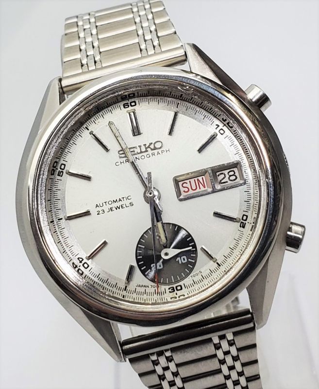 セイコー・クロノグラフ・昭和40年代紳士用シンプルな自動巻き・人気の時計で美品 - アンティーク時計専門店 時計屋なかの