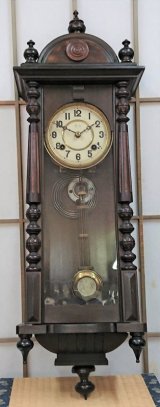 画像: 高野時計・スリゲル型長尺・擬宝珠もついています。明治時代・八日巻掛