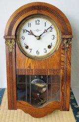 画像: 頭半丸型・昭和初期の八日まき掛時計（メーカー不明）うずまきボンボン