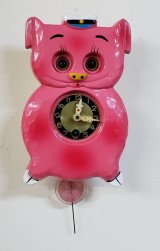 画像: ミケン【御研機器】ブタさん・目が動く面白時計昭和40年頃の機械式１日巻き