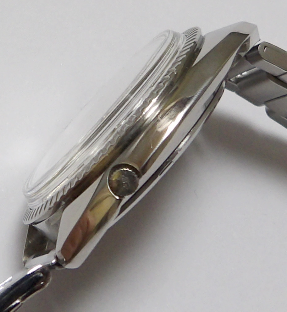 画像: セイコー６１ニューファイブデラックス・昭和４０年代紳士自動巻き・刻みガラス淵