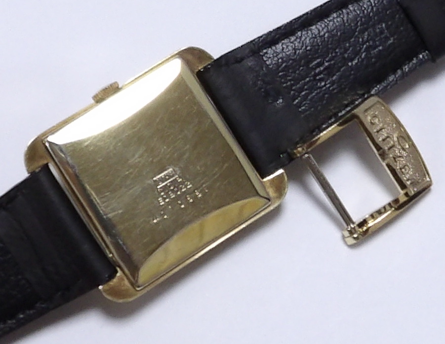 画像: シチズン・エクセルデート・昭和３０年代紳士用・角型手巻き・オリジナル尾錠付
