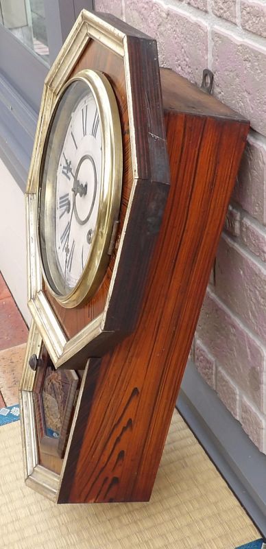 画像: アンソニア【USA】八角・ショートドロップ・明治期の掛時計・金彩が綺麗