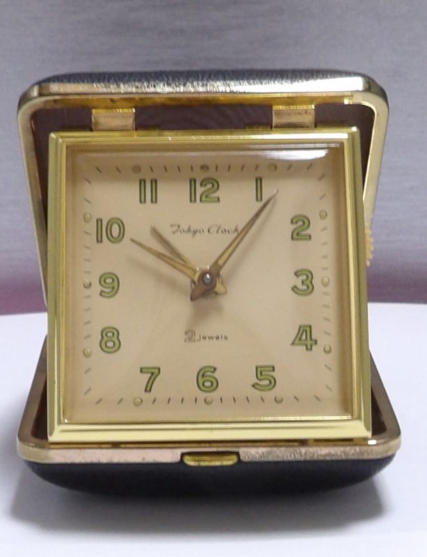 画像1: 東京時計・トラベラ【旅行用折りたたみ式】昭和４０年代ベル付き手巻き
