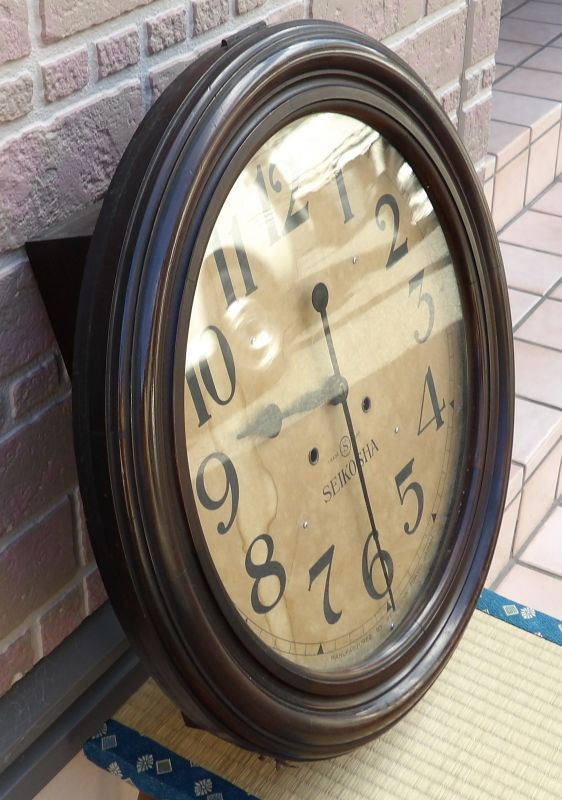 画像: 精工舎・大型丸時計・昭和初期の八日まき掛時計