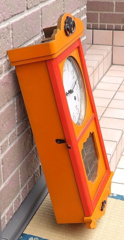 画像: 宮型八日まき・昭和中期・リペイントケース・明るいオレンジカラーに黒のポイントを。