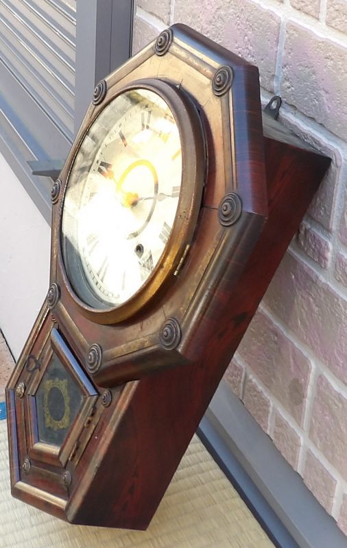 画像: ハートH精工所・八角ショートドロップ八日巻き掛時計・明治時代