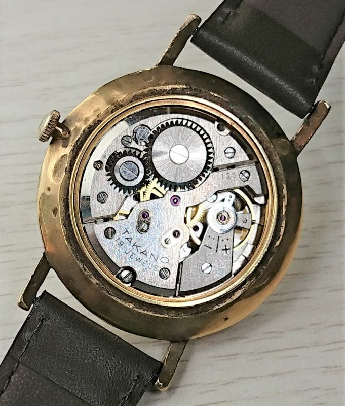 画像: タカノ・スーパー・幻の時計と言われる昭和３０年代紳士手巻・モザイク柄の変わり文字板