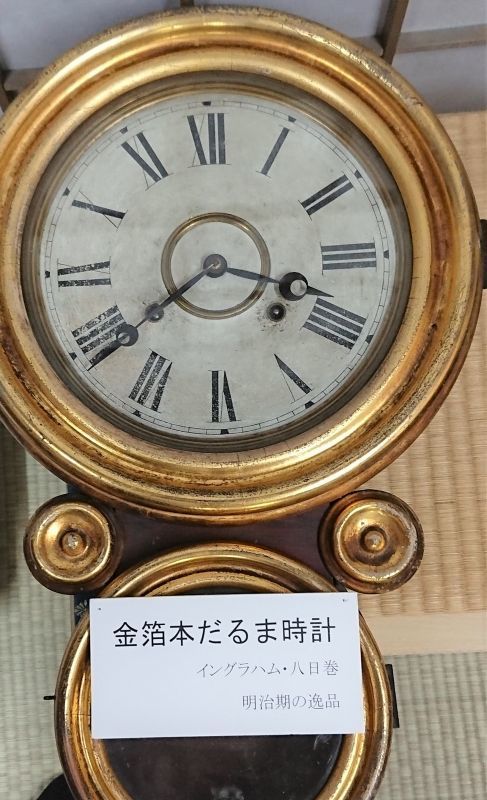 画像: イングラハム・金箔本ダルマ【時報音が聞けます】・八日まき掛時計・明治時代の逸品