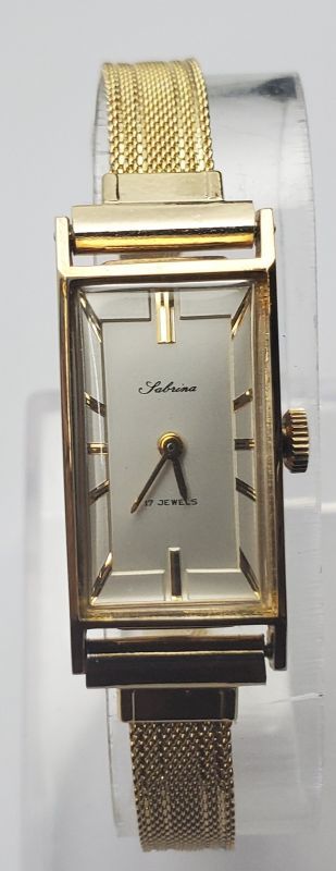 画像:  タカノ・サブリーナ【ハミルトン型】・本体デッドストックの美品・昭和３０年代婦人用手巻き（長方形）・幻の時計