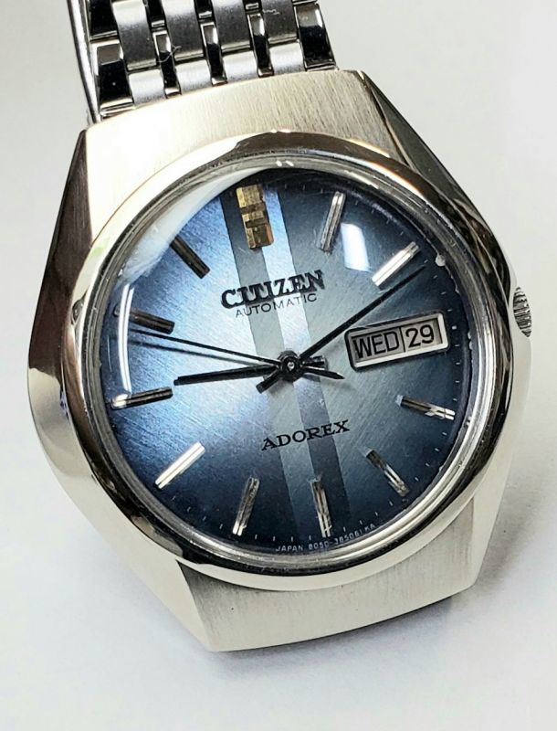 シチズン・アドレックス・昭和４０年代紳士用自動巻き・青グラデーション文字板 - アンティーク時計専門店 時計屋なかの