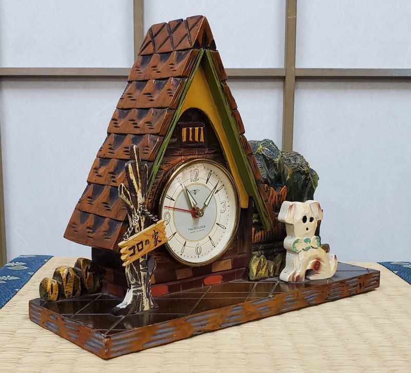 東京時計・コロの家・昭和３０年代オルゴール付置き時計【谷間の 