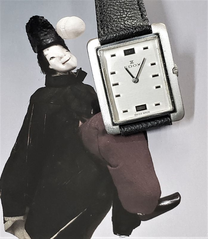 エドックス・スイス製紳士手巻き・角型・変わり文字板・１９７０年代 