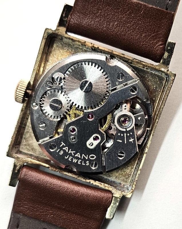 画像: タカノ・フロンティア・紳士角型手巻き・幻の時計と言われる希少な時計・【１９５８年・昭和３３年〜】