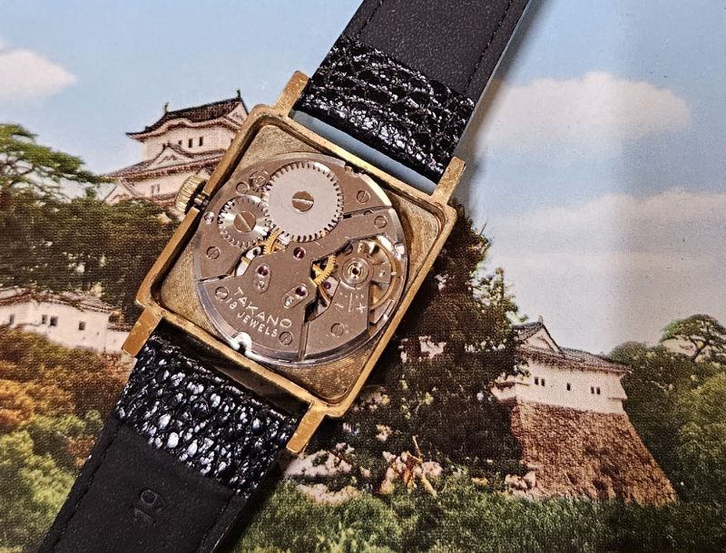 タカノ・スーパー・幻の時計と言われる紳士角型手巻・変わり文字板