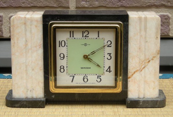 昭和レトロSEIKOSHA自動巻き大理石置時計36×18×10㌢